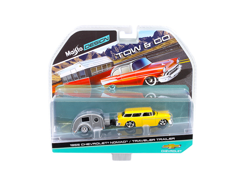 1955 Chevrolet Nomad with Traveler Trailer Yellow Tow & Go 1/64