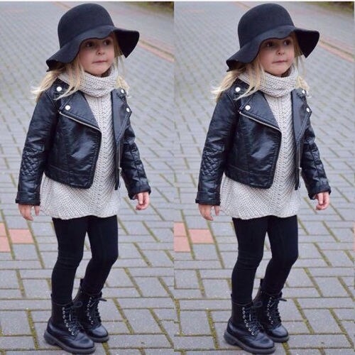 Kids Girl Fashion Motorcycle Short Jackets