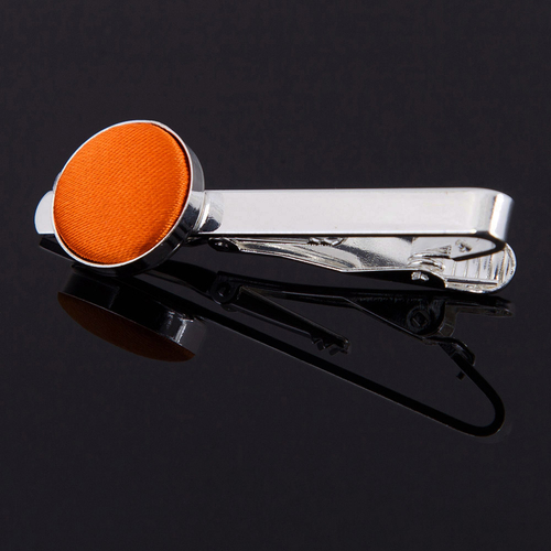 Plain Satin Tie Clip - Burnt Orange