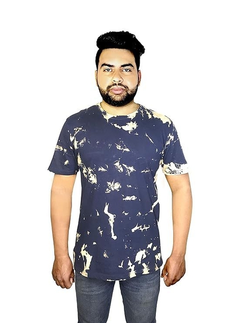 MEN' S Acid Wash Scrunch Navy TSHIRT (Size-2XL) (Color-BLUE)