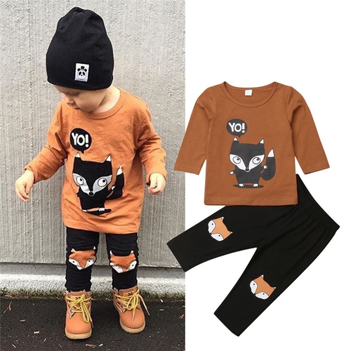 Casual Toddler Kids Baby Boy Cotton 2Pcs Sets Long