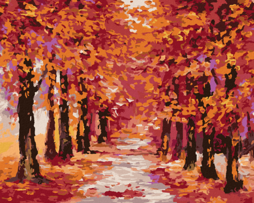 Paint by Numbers - AUTUMN FOREST TURNING RED