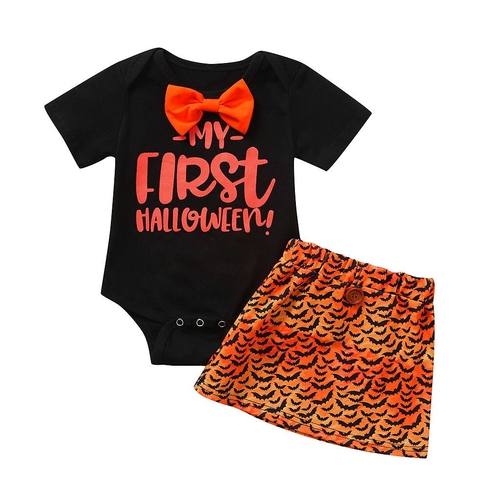 Infant Baby Girls Halloween Letter Print Short