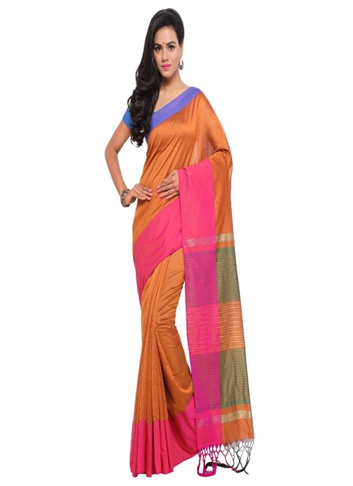 Generic Women's Cotton Silk Saree (Multi, 5-6