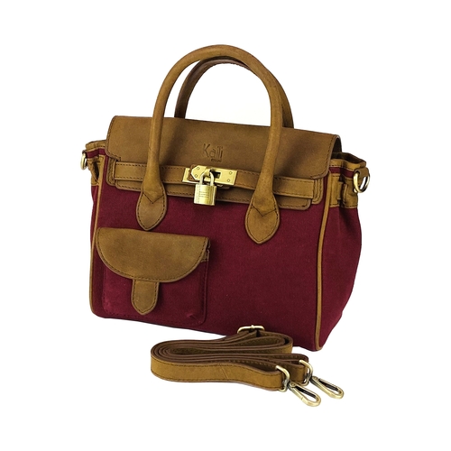 K0042XCB | Borsa a Mano Mini in Canvas/Vera Pelle Made in Italy.