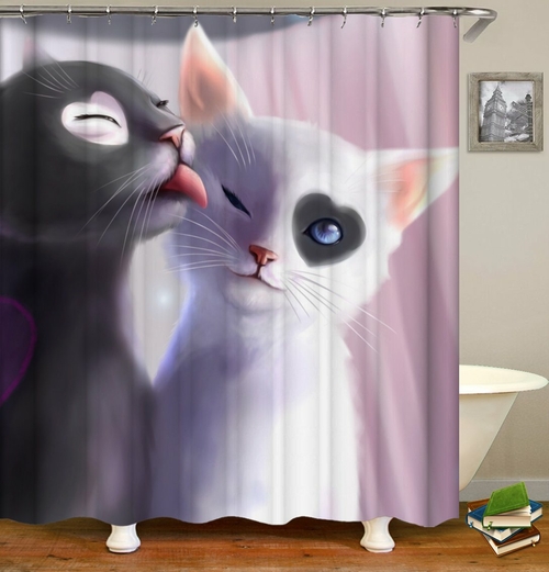 Black And White Kittens Shower Curtain