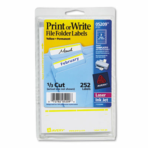 Avery 05209 Print or Write File Folder Labels  .69 x 3.44  White-Yello
