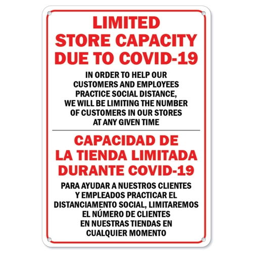 SignMission OS-NS-A-1824-25450 Covid-19 Notice Aluminum Sign - Limited