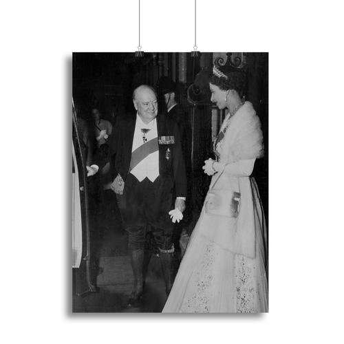 Queen Elizabeth II with Winston Churchill at Downing Street Canvas