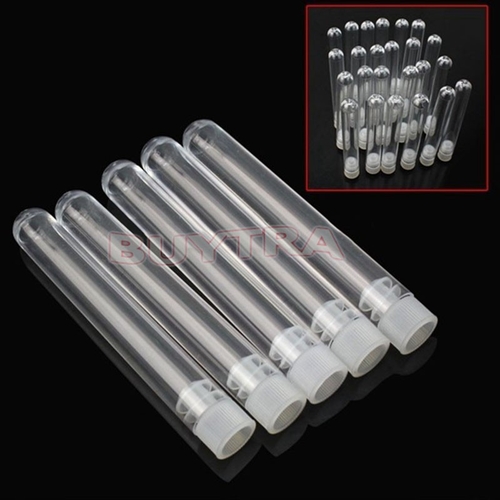 20PCS Plastic Test Tube With Plug Clear Like Glass