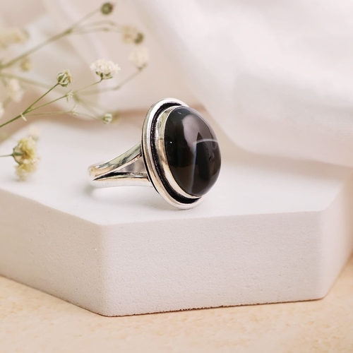 Black Sulemani Oval Design Ring