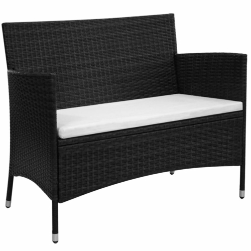 Garden Bench 40.6" Poly Rattan Black