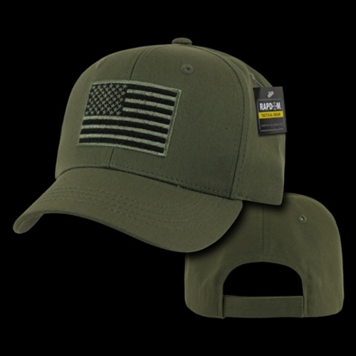 RapDom T76-USA-OD Embroidered Operator Caps - USA, Olive