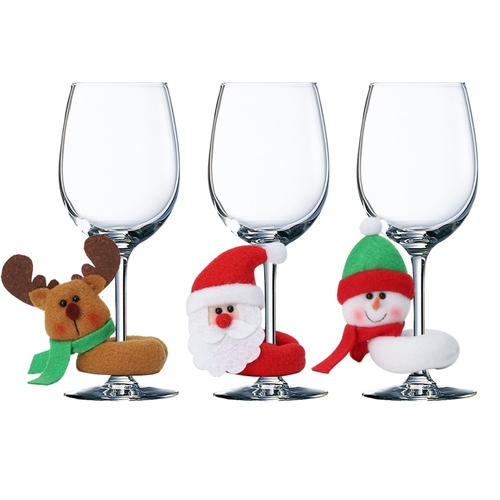 3/5pcs Christmas Wine Glass Cushions Covers Santa