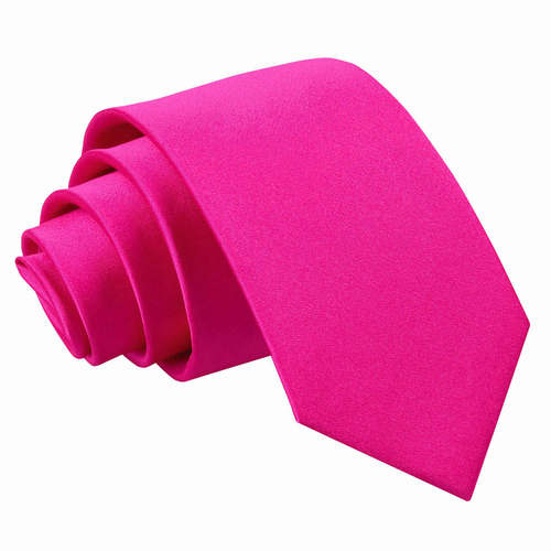 Plain Satin Slim Tie - Hot Pink