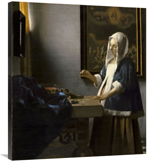 36 in. Woman Holding a Balance Art Print - Johannes Vermeer