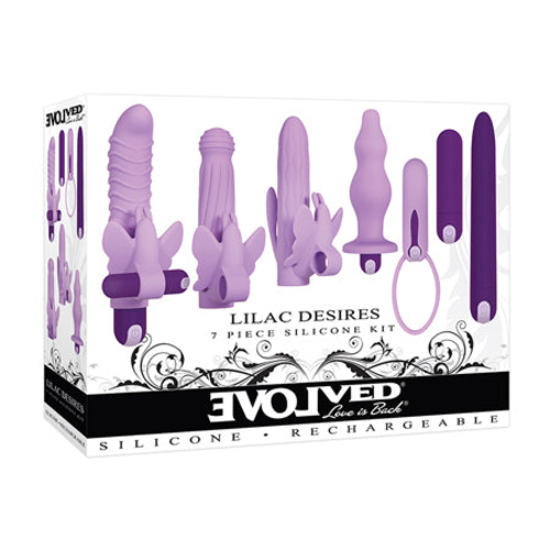 Evolved Lilac Desires 7-Piece Rechargeable Silicone Vibrator and