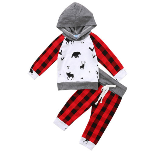 Christmas Newborn Baby Boys Girls Striped Hooded
