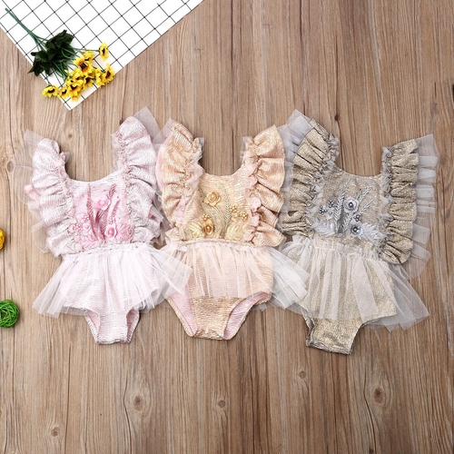 Newborn Baby Girl Summer Bodysuits Ruffle Lace