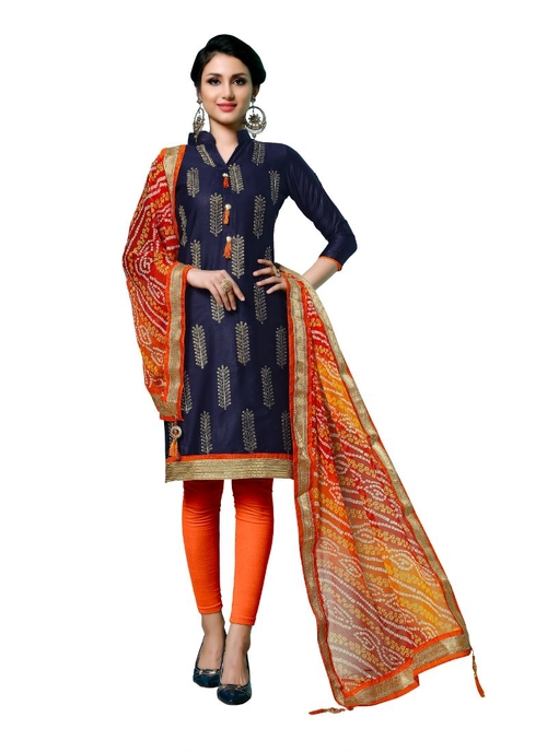 Generic Women's Jam Cotton Salwar Material (Navy