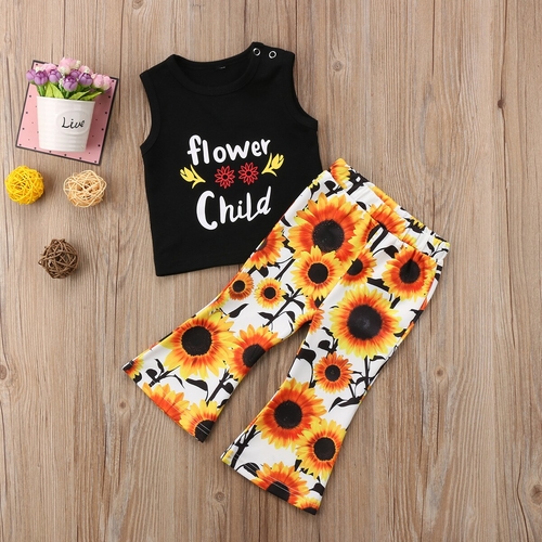 2018 2PCS Toddler Kids Baby Girl Sunflower