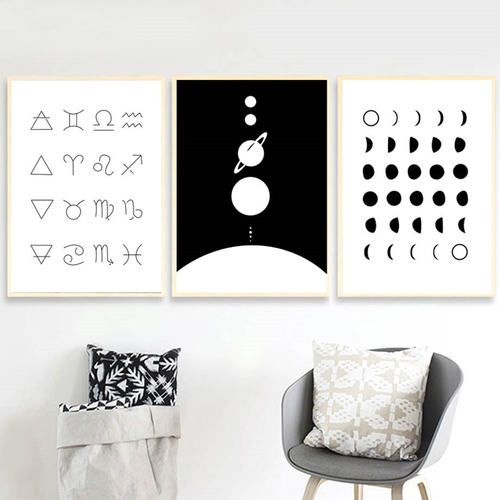 Abstract Geometric Total Eclipse Nordic Posters