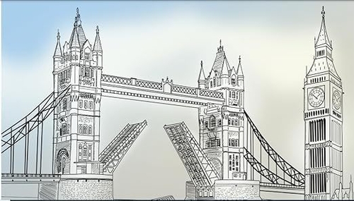 Art Posters Modern Wall Art Decor Office 13/19 BRIDGE SKETCH