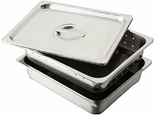 Dukal Pack of 6 Stainless Steel Instrument Trays with Recessed Grip 12