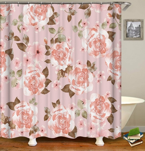 Classic Pinkish Flowers Shower Curtain