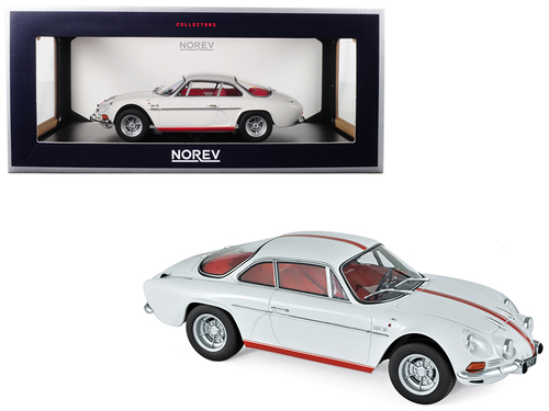 1971 Renault Alpine A110 1600S White with Red Stripes 1/18 Diecast