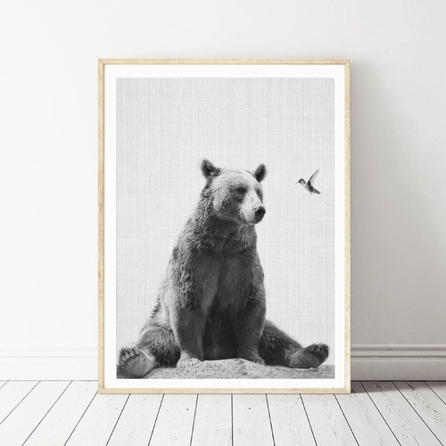 Woodland Animal Bear Prints Nursery Wall Art Decor