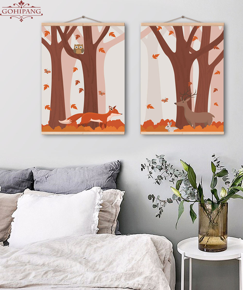 Cartoon Animal Fox Minimalist Art Canvas