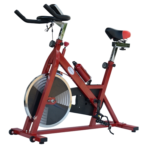 Soozier Upright Stationary Exercise Cycling Bike w/ LCD Monitor - Red