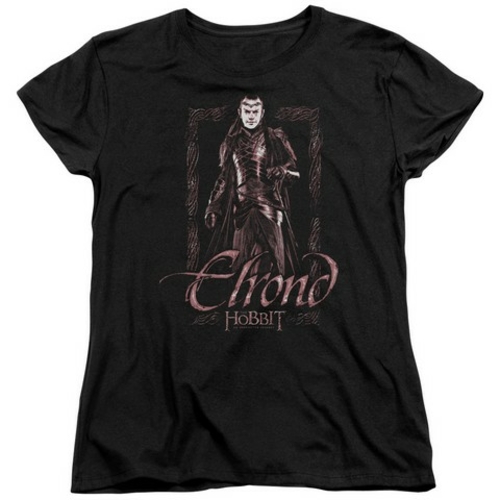 Trevco The Hobbit-Elrond Stare Short Sleeve Womens Tee- Black - Small