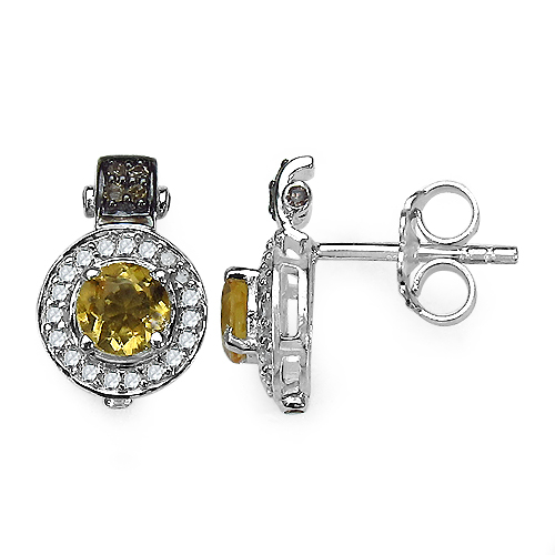 1.00 Carat Genuine Citrine and 0.31 ct.t.w Genuine Diamond Accents