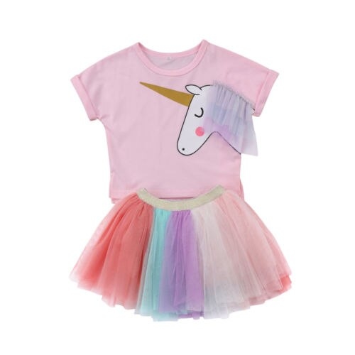 Kids Baby Girl Top T shirt  Tutu Skirt Outfits Set