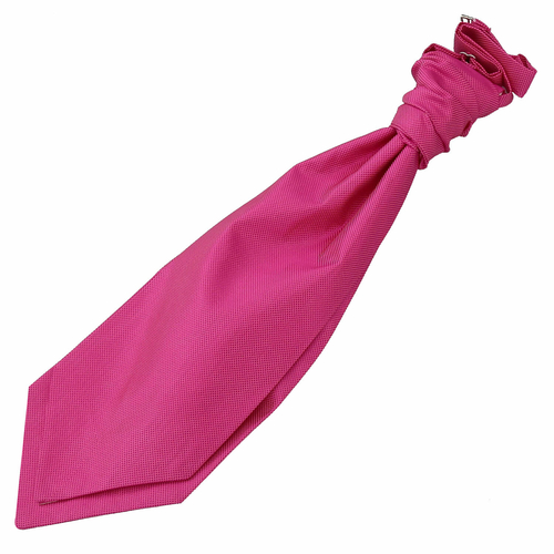 Solid Check Pre-Tied Ruche Cravat - Fuchsia Pink