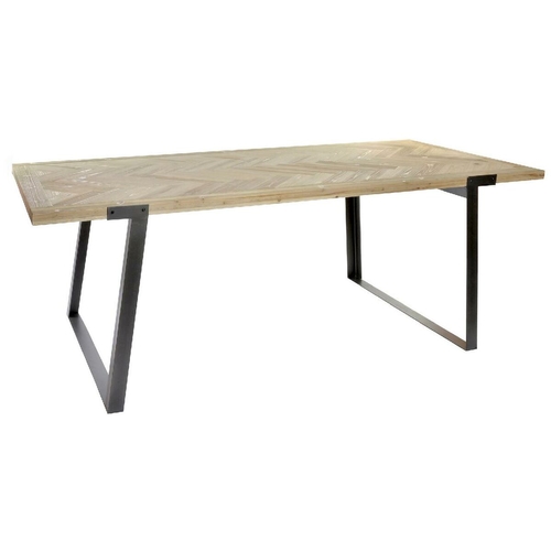 Dining Table DKD Home Decor Fir Brown Natural Black Metal 220 x 100 x