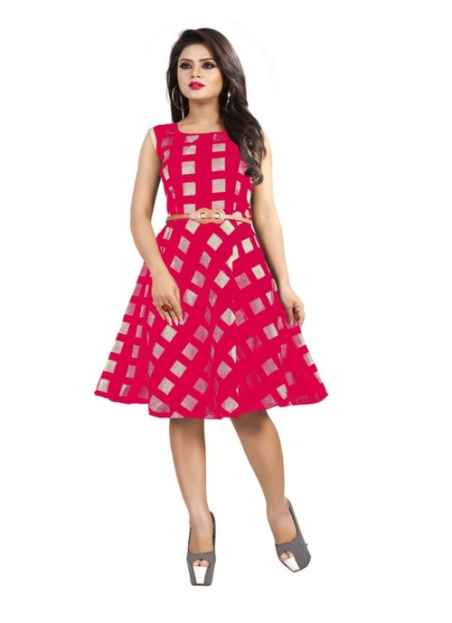 Pink Color American Crepe Western Dress