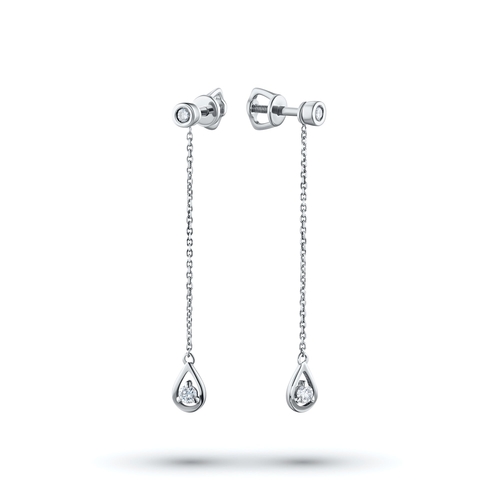 Sterling Silver Earring Studs with 4 Round-Cut Lab-Created Diamonds
