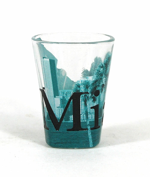 Americaware SGMIA01 Miami Duo Tone Etched Shot Glass