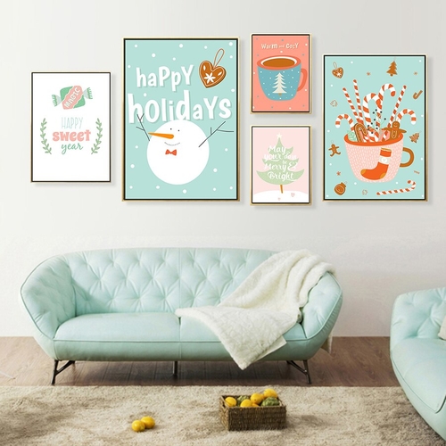 Christmas Tree Canvas Art Painting Happy