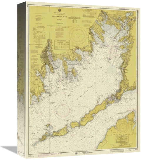 Global Gallery GCS-450540-16-142 16 in. Nautical Chart - Buzzards Bay 