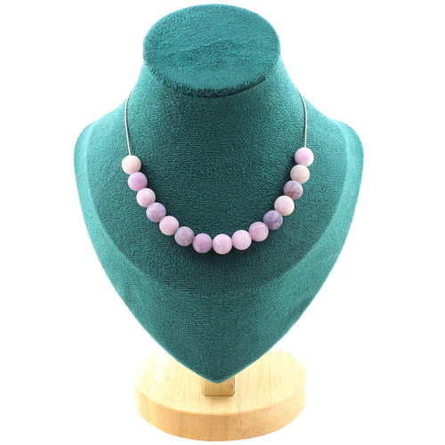 Matte purple Mica 8 mm 15 beads necklace.