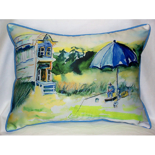 Betsy Drake HJ930 Boy Fishing Art Only Pillow 15"x22"