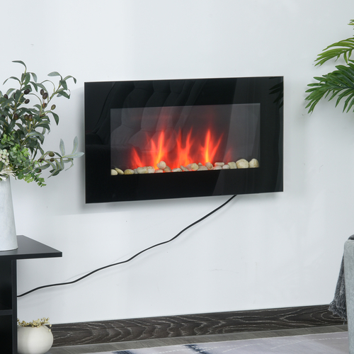 HOMCOM 1500W Electric Fireplace Heater Wall Mounted With Remote