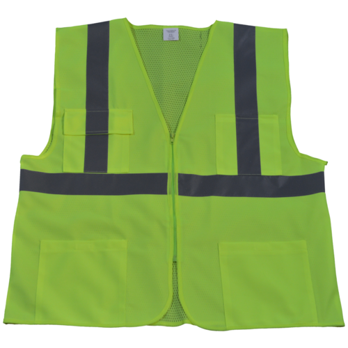 Main LV2-FSMB-S-M Safety Vest ANSI Class 2 Front Solid Mesh Back, Lime  image