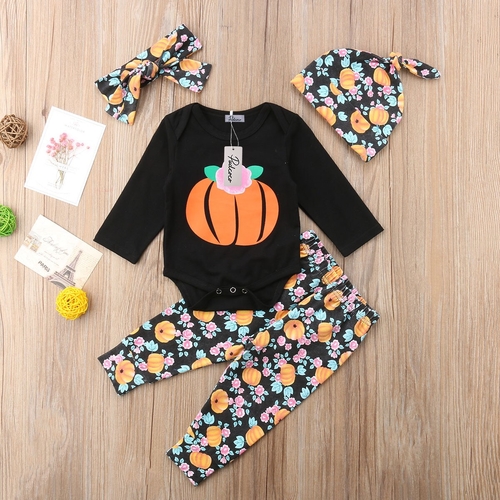 Newborn Baby Boy Girl Halloween Pumpkin Clothes