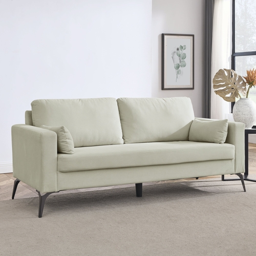 3-Seater Sofa with Square Arms and Tight Back, with Two Small