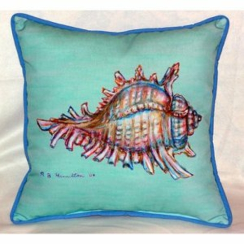 Betsy Drake ZP094C Conch - Teal Indoor & Outdoor Throw Pillow- 22 x 22